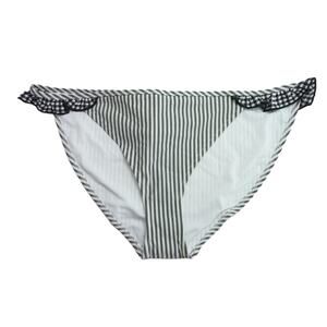 NWT Aerie Swim Separates Black White Seersucker Gingham Ruffle Bikini Bottom L